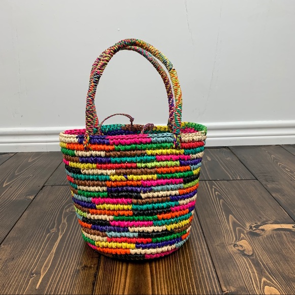 Sensi Studio Multicolor Woven Straw Baby Tote Bag - Picture 1 of 12